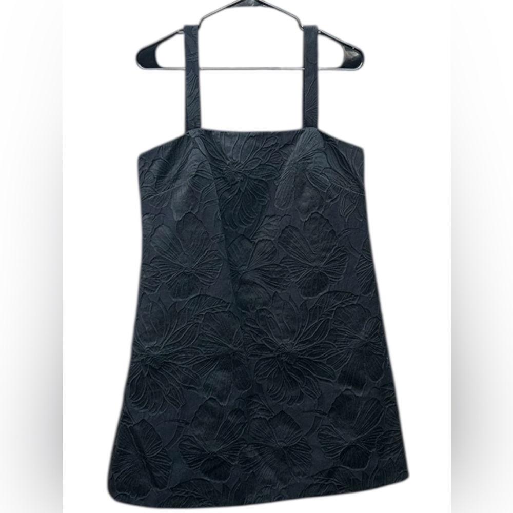 J.CREW NWOT Women’s Floral Embossed Convertible-Strap Black Mini Dress Size: 12P